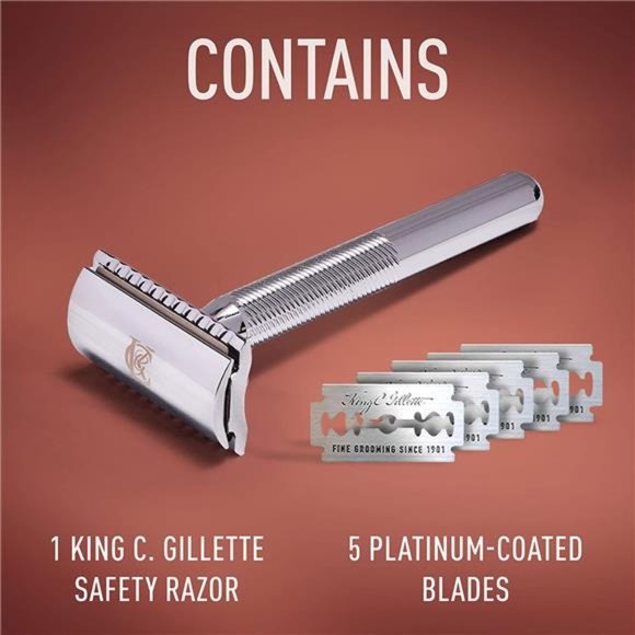 Gillette Safety Razor with Chrome Plated Handle and 5Platinum Coated Double Edge - Picture 6 of 6